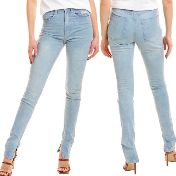 WeWoreWhat Stiletto Skinny Jeans 25 High Waist Light Wash Slit Hem Stretch Denim - Picture 4 of 16